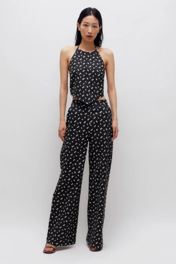 LINUM FLORAL DENIM TOP AND TROUSERS